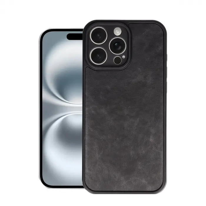 Apple İphone 16 Pro Kılıf Aras Deri Kapak - Siyah