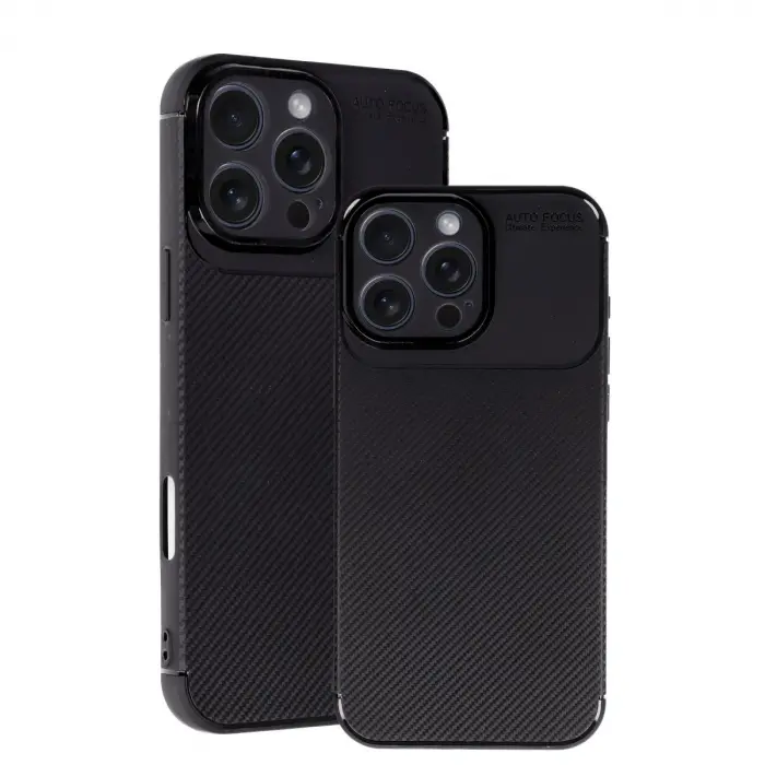 Apple İphone 16 Pro Kılıf Auto Focus Karbon Kapak - Siyah