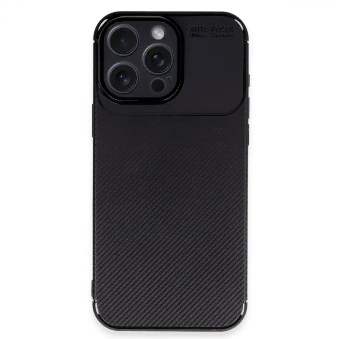 Apple İphone 16 Pro Kılıf Auto Focus Karbon Kapak - Siyah