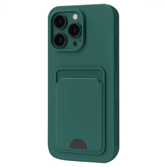 Apple İphone 16 Pro Kılıf Kelvin Kartvizitli Silikon - Koyu Yeşil