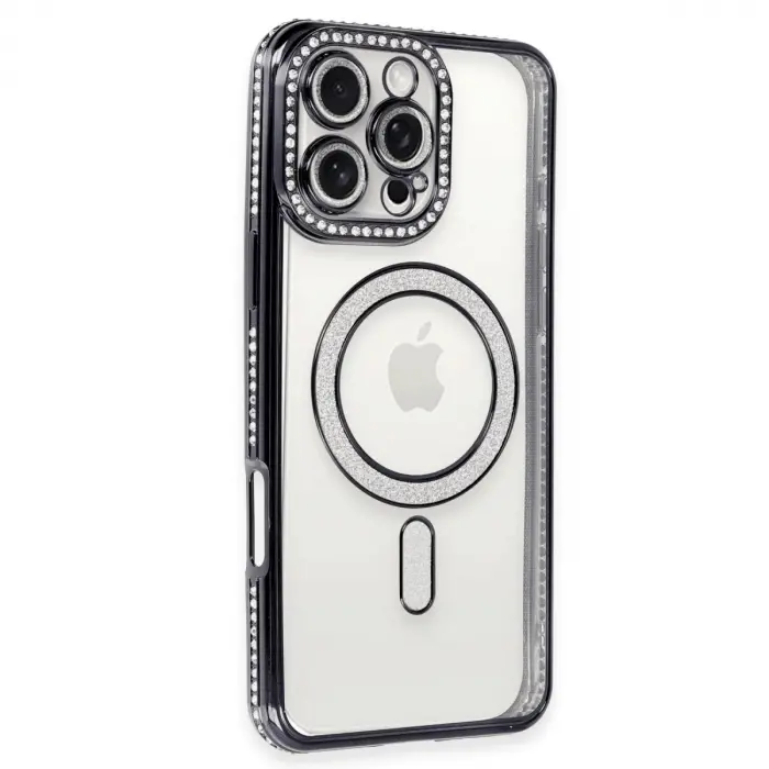 Apple İphone 16 Pro Max Kılıf Joke Simli Magneticsafe Kılıf - Gri