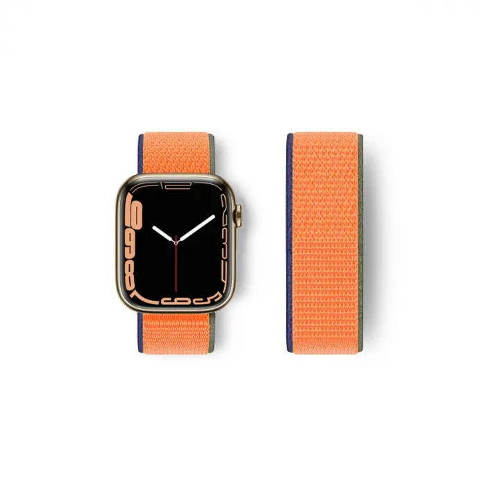 Apple Watch 42mm Hasırlı Cırtcırtlı Kordon - Turuncu