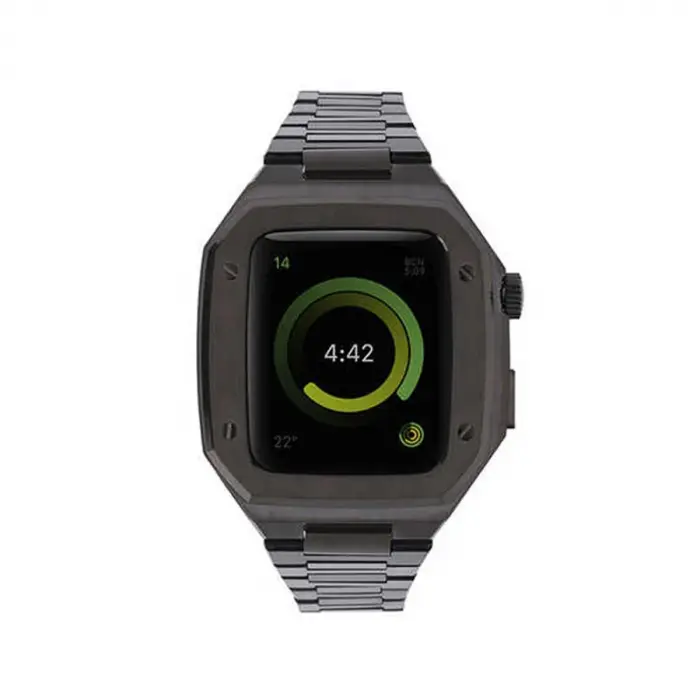 Apple Watch 44mm Metal Petek Kasalı Kordon - Siyah