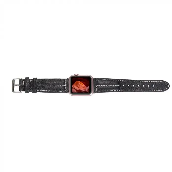 Apple Watch Uyumlu Deri Kordon 42-44-45mm NM3-AS1 Siyah