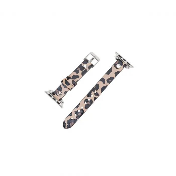 Apple Watch Uyumlu Deri Kordon 42-44-45mm ST Leopar NE