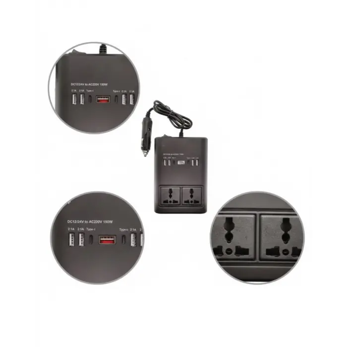Araç Çakmak Girişli Güç İnvertörü 150W