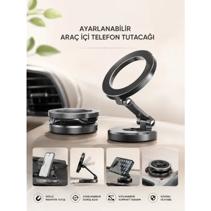 Araç İçi Telefon Tutacağı Manyetik Tasarım Ayarlanabilir