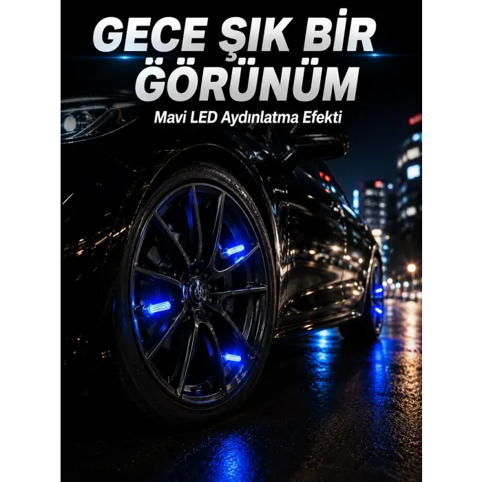 Araç Sibop Işığı 4lü Set Otomatik Yanan LED Lastik Aksesuarı