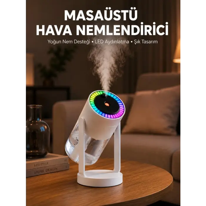 Araç ve Ev İçin Hava Nemlendirici Projektörlü Sessiz Buhar Yeni Nesil