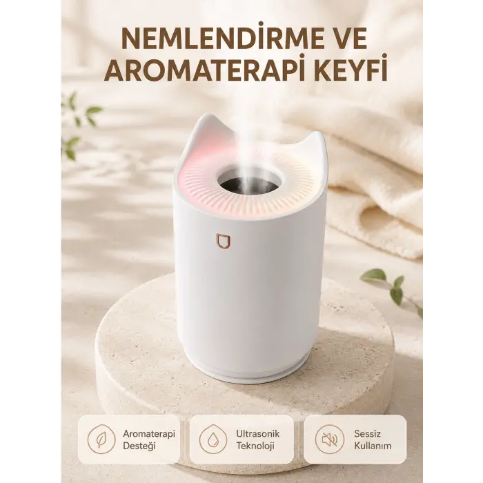 Aroma Difüzör Hava Nemlendirici Sessiz Çalışma LED Gece Lambası