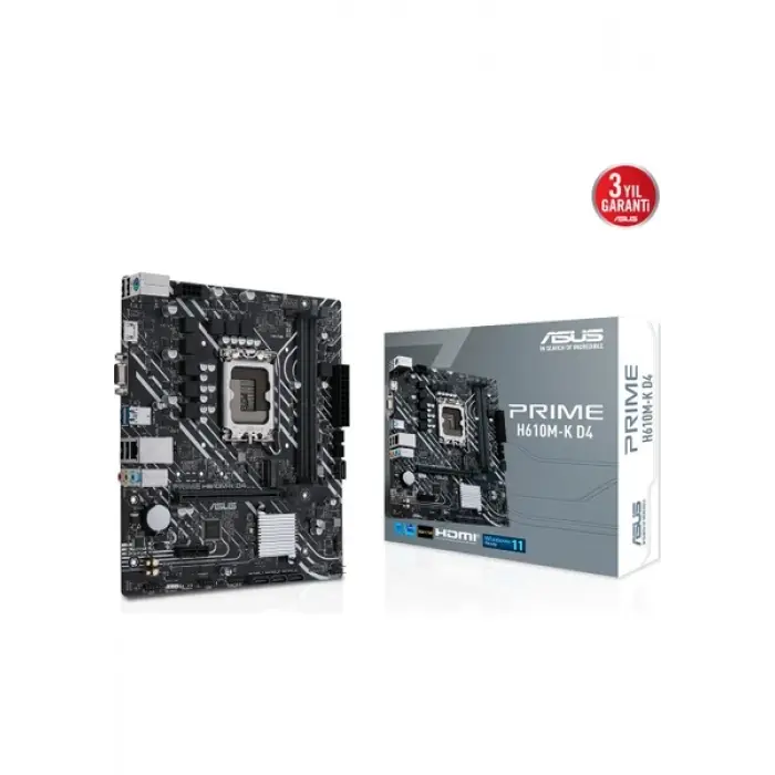ASUS INTEL PRIME H610M-K D4 ARGB DDR4 3200 HDMI GLAN M.2 1700P (12-13-14. Nesil)