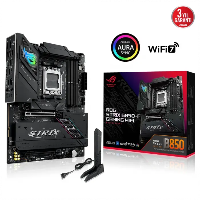 ASUS ROG STRIX B850-F GAMING WIFI7 NEO, 4xDDR5, 4x M2, HDMI, DP, 2xType-C, Wi-Fi 7, Bluetooth v5.4, AM5 Soket GAMING Anakart