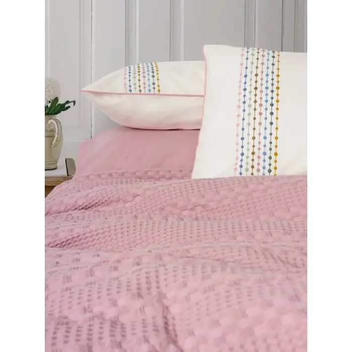 Aura Çift Kişilik Pike Takımı Pebble Pembe