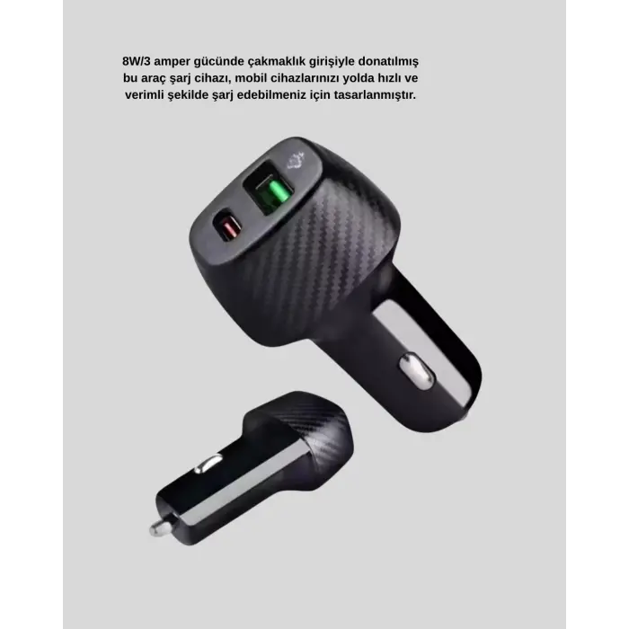 AUX Bluetooth Adaptör ve 38W Hızlı Araç Şarj Cihazı Seti