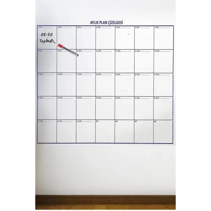 Aylık Planlayıcı Manyetik Duvar Stickerı Takvim Plan Çizelgesi