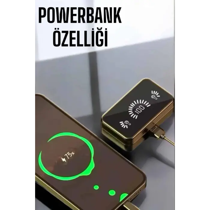 Aynalı Bluetooth Kulaklık Telefon Standlı Dijital Göstergeli
