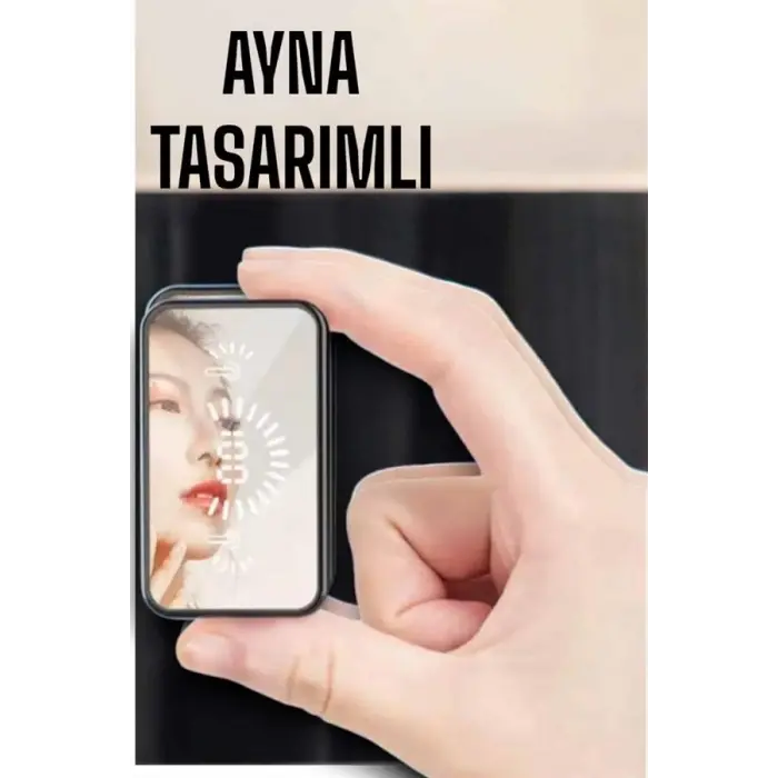 Aynalı Bluetooth Kulaklık Telefon Standlı Dijital Göstergeli