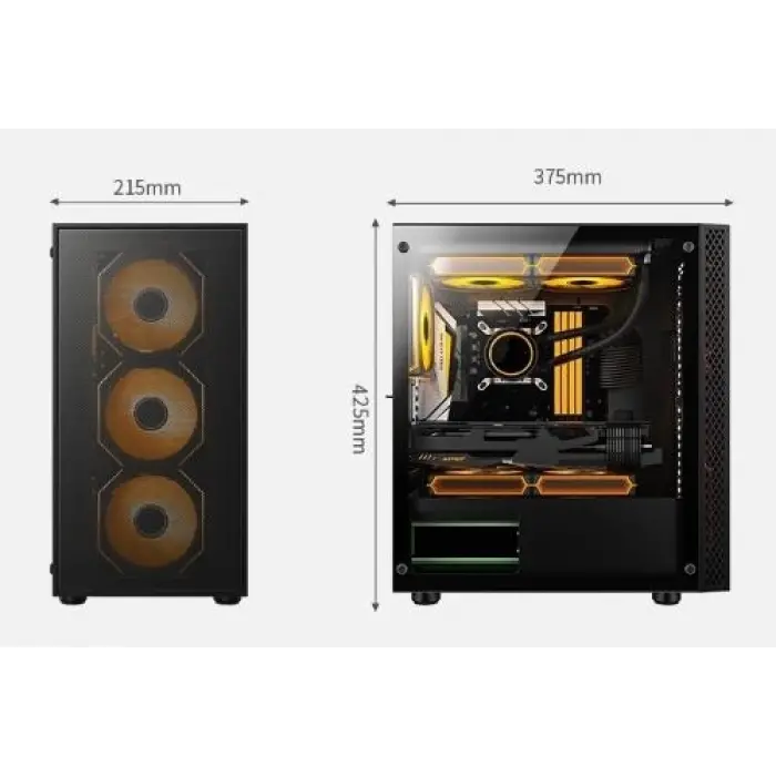 AZTECH SKY LINE AZT302B 600W TEMPERLİ CAM+MESH 4XRGB FAN+USB3.0 GAMING KASA SIYAH