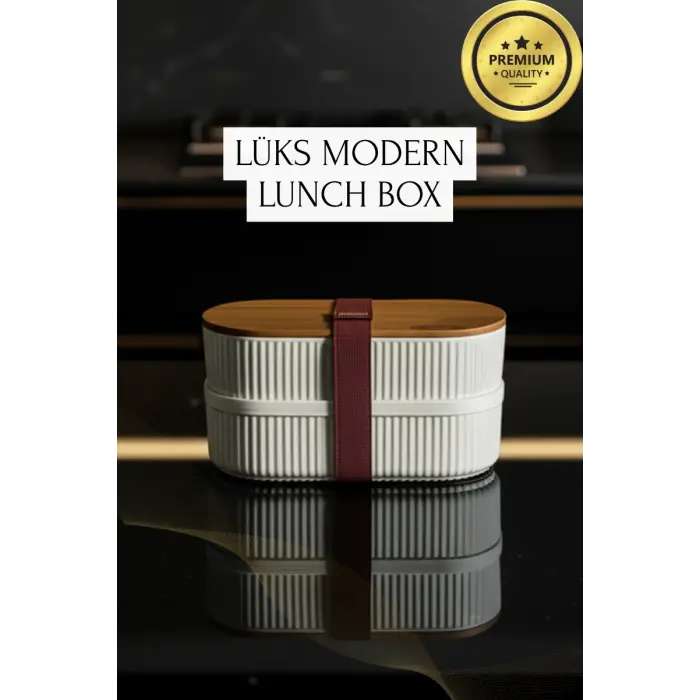 Bambu Kahvaltılık Saklama Kabı İki Bölmeli Büyük Lunch Box