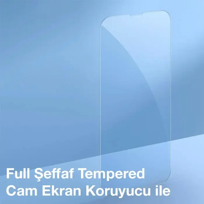 Baseus Crystal iPhone 13 Pro Magsafe Silikon Kılıf + Tempered Ekran Koruyucu Set-(5775)