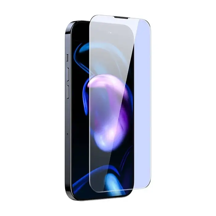 Baseus Crystal iPhone 15 Pro Max Full Koruma Anti Mavi Işık Tempered Cam Ekran Koruyucu 2 Adet Set-(5775)