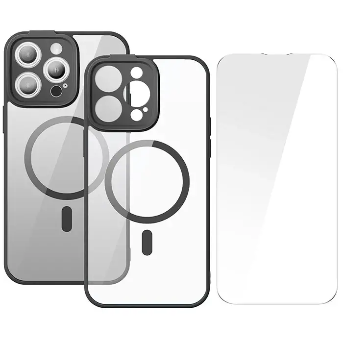 Baseus Frame Series iPhone 14 Pro 6.1 Kamera Koruyuculu Magsafe Kılıf + Tempered Ekran Koruyucu Set-(5775)