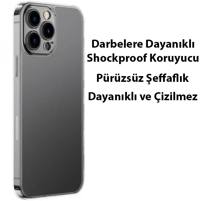Baseus Frosted Glass iPhone 13 Pro Max 6.7inch Shockproof Koruyucu Kılıf-(5775)