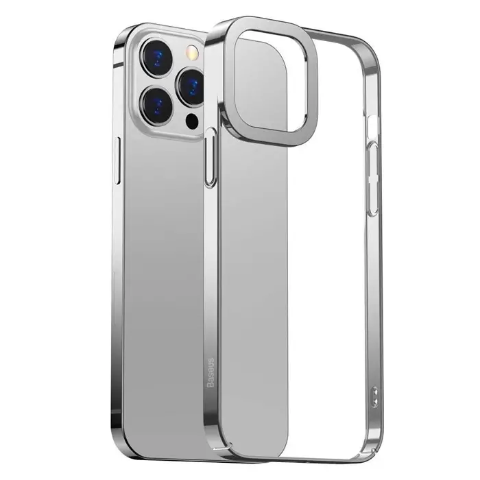 Baseus Glitter iPhone 13 Pro Kılıf Renkli Kenar Şeffaf Kılıf-(5775)