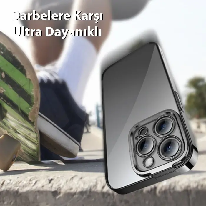 Baseus Glitter iPhone 14 Pro 6.1 Renkli Kenar Silikon Kılıf + Tempered Ekran Koruyucu Set-(5775)
