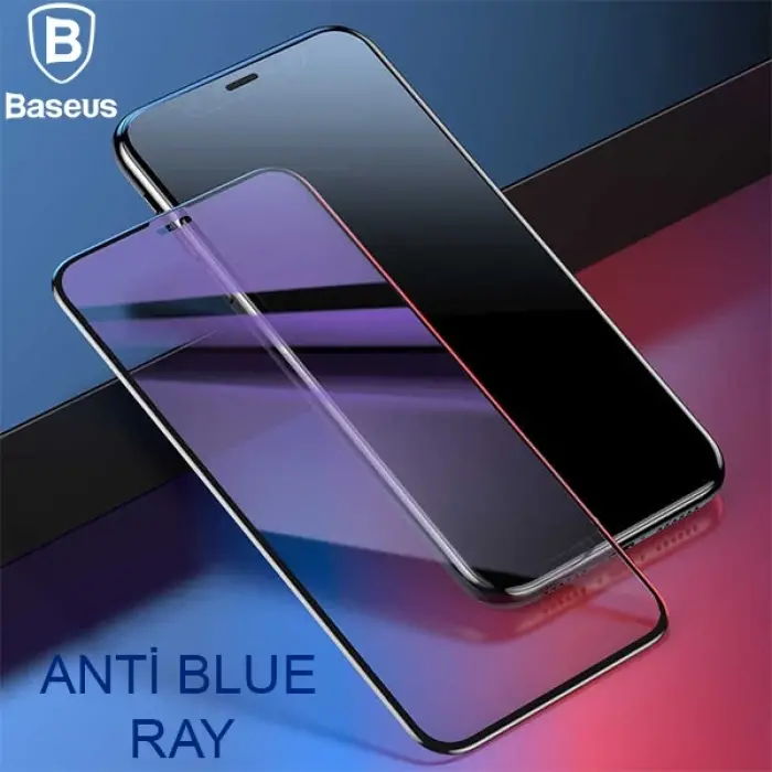 Baseus İphone 11 Pro Max 0.20mm Anti Blue Ray Tam Ekran Koruyucu-(5775)