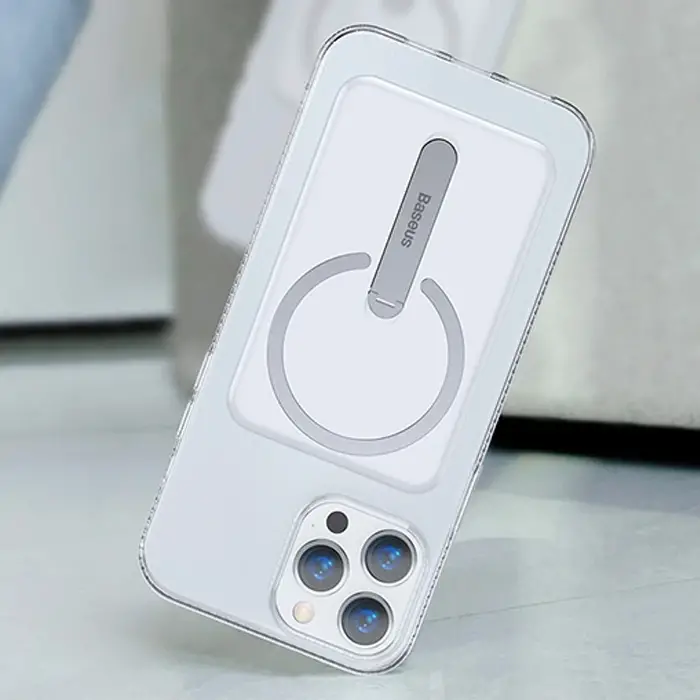 Baseus iPhone 13 Pro Max 6.7 Manyetik Magsafe Standlı Silikon Kılıf-(5775)