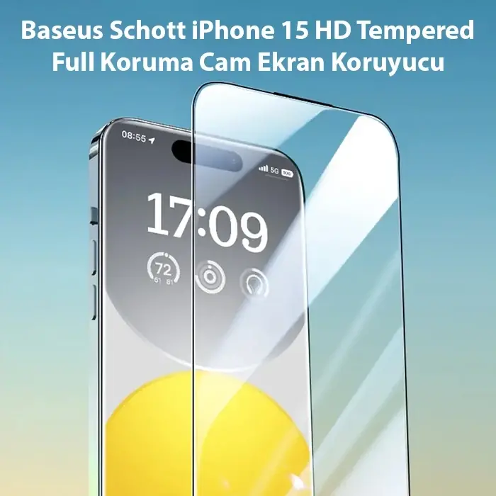 Baseus iPhone 15 HD Tempered Full Koruma Cam Ekran Koruyucu-(5775)