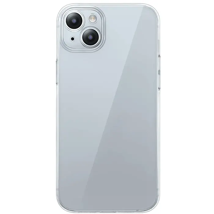 Baseus iPhone 15 Plus Schott Serisi Şeffaf Silikon Kılıf + Tempered Ekran Koruyucu Set-(5775)