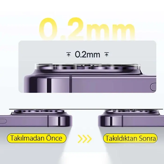 Baseus iPhone 15 Pro/15 Pro Max için Crystal Serisi HD Cam Kamera Koruyucu 2 Adet Set-(5775)