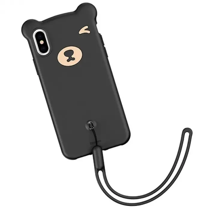 Baseus İPhone Xs Max Bear Sevimli Ayı Figür Soft Silikon Kılıf-(5775)