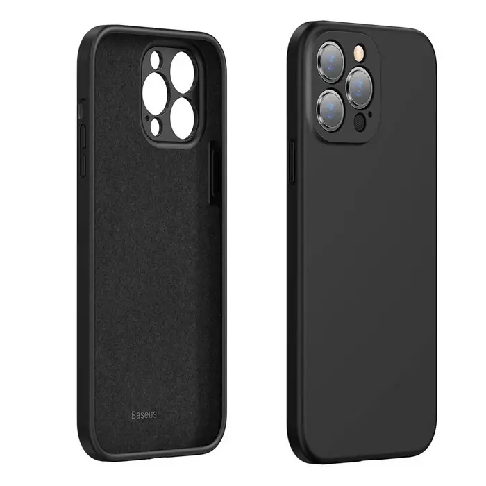 Baseus Liquid iPhone 13 Pro Max Kılıf Kamera Korumalı İçi Kadife Silikon Kılıf-(5775)