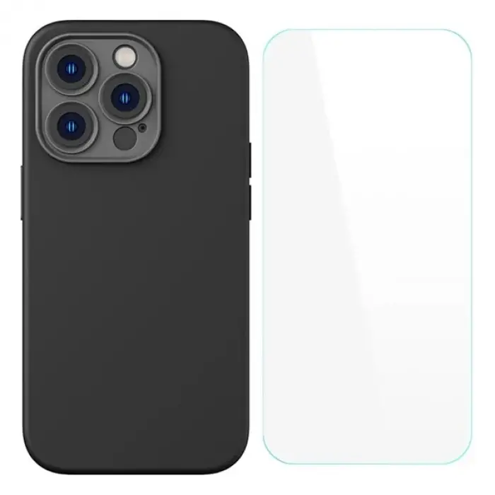 Baseus Liquid Silica iPhone 14 Pro Silikon Kılıf + Tempered Ekran Koruyucu Set-(5775)