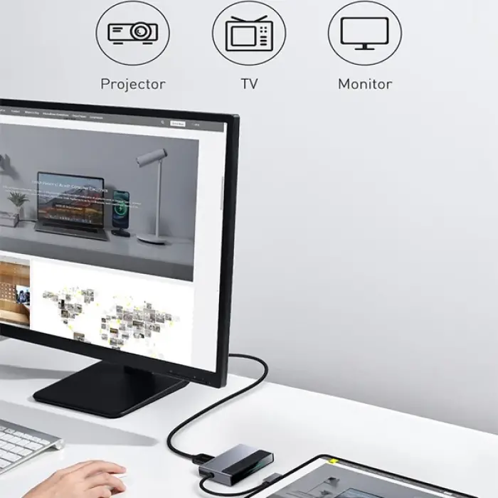 Baseus Magic Çok Fonksiyonlu Klipsli Type-C HUB 6in1 (USB3.0+SD+TF+HDMI+Type-C+3.5mm) Adaptör Çoklay-(5775)