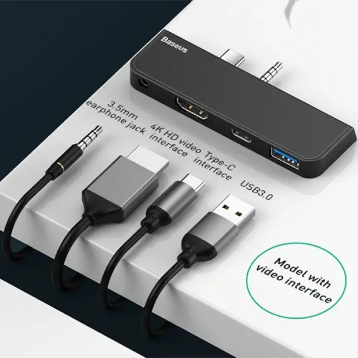 Baseus Multifunctional HUB Surface Go(Type-C+Audio to HD4K+USB3.0+Type-C(data)+Audiok-(5775)