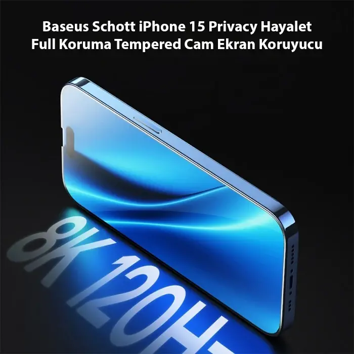 Baseus Schott iPhone 15 Privacy Hayalet Full Koruma Tempered Cam Ekran Koruyucu-(5775)