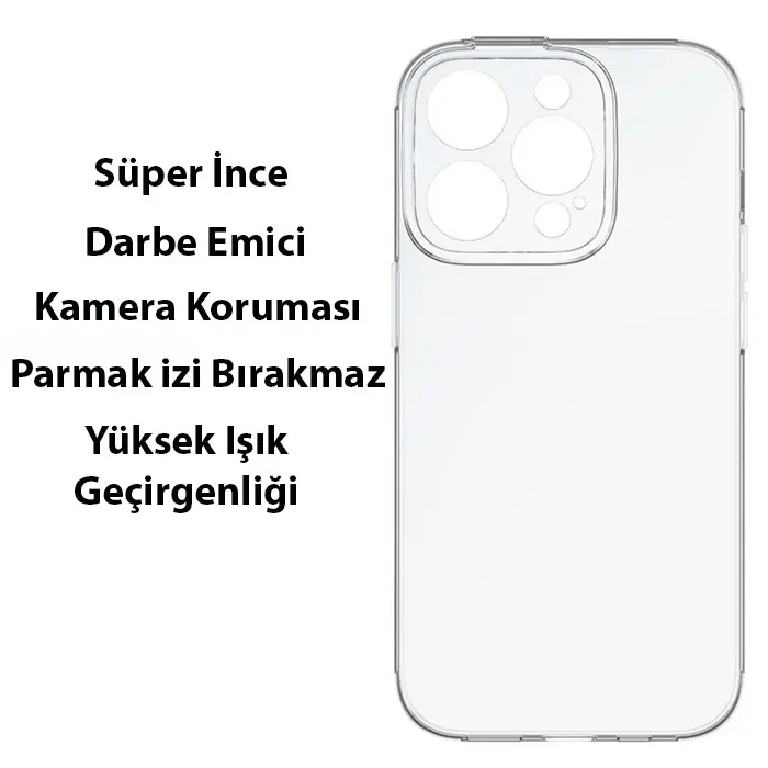 Baseus Simple Case iPhone 14 Pro 6.1 Kamera Korumalı İnce Silikon Şeffaf Kılıf-(5775)