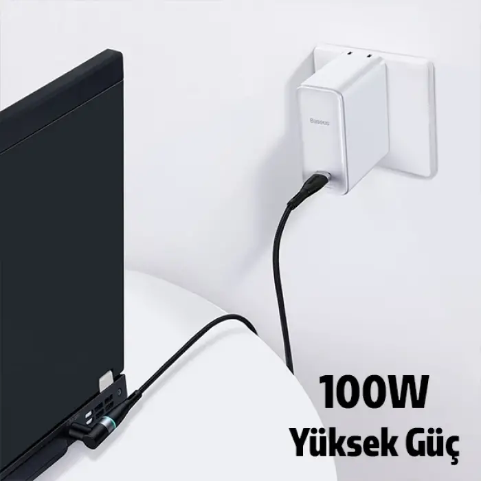 Baseus Zinc Manyetik Type-C to DC Round (79x55mm) Lenovo Laptop Şarj Kablosu 100W 2m-(5775)