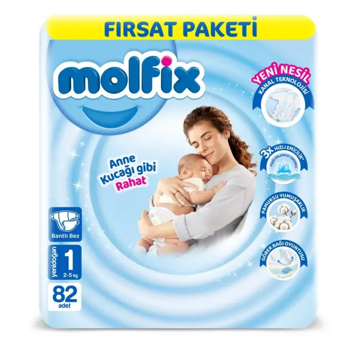 Bebek Bezi Fırsat Paketi 1 Beden 2-5 Kg 82 Adet