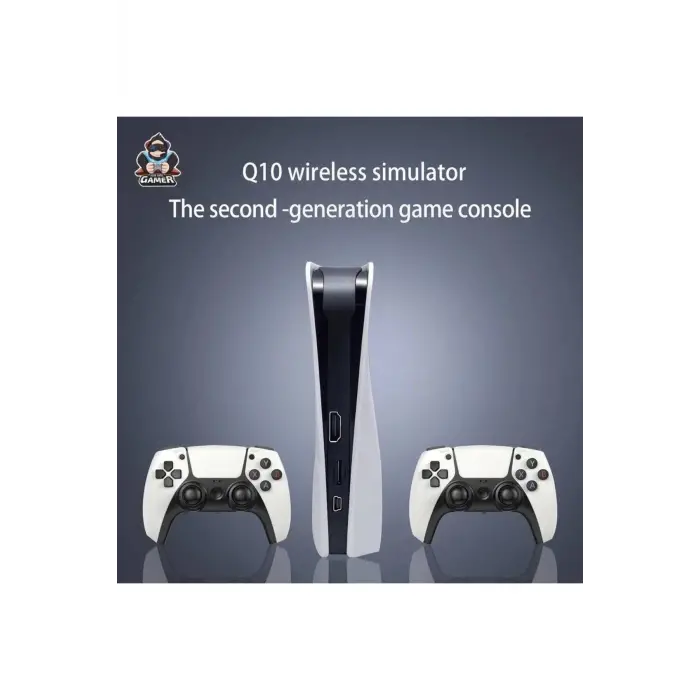 Beyaz 4K UHD retro joystickli çift kişilik oyun konsolu 128GB PS1 PES GTA destekli