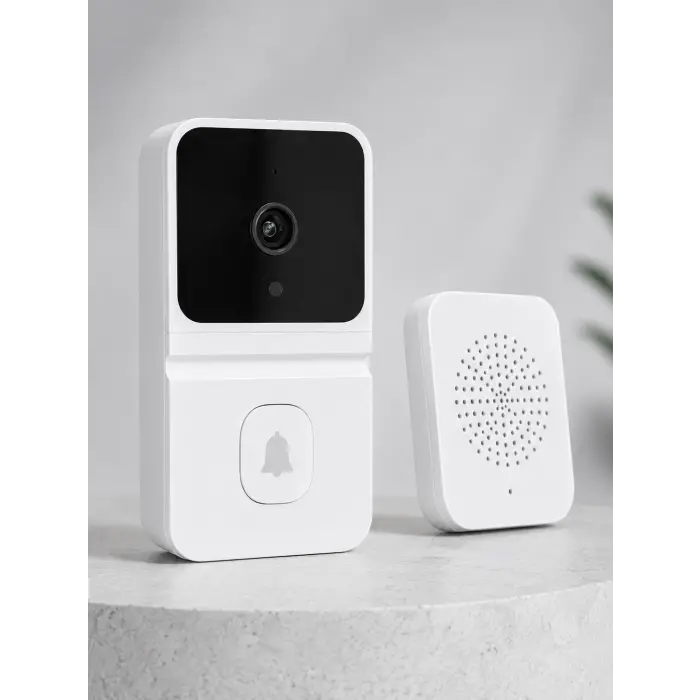 Beyaz Akıllı Güvenlik Kapı Zili | Telefon Kontrollü Wi-Fi Görüntülü Kapı Zili