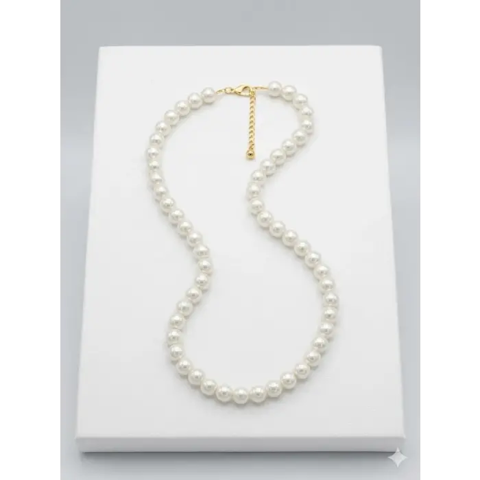 Beyaz Kültür İncisi Kolyeler 40+5 Cm  - Kl0299