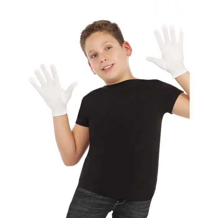 Beyaz Renk Çocuk Boy Likralı Pandomim Eldiveni Bx40