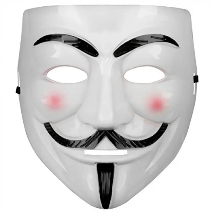 Beyaz Renk Pembe Yanaklı İthal V For Vendetta Maskesi Bx40