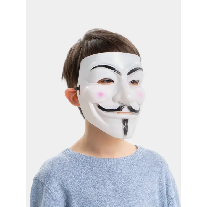 Beyaz Renk Pembe Yanaklı İthal V For Vendetta Maskesi Bx40