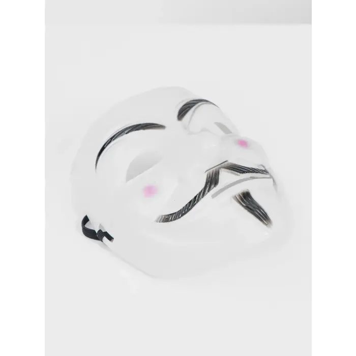 Beyaz Renk Pembe Yanaklı İthal V For Vendetta Maskesi Bx40